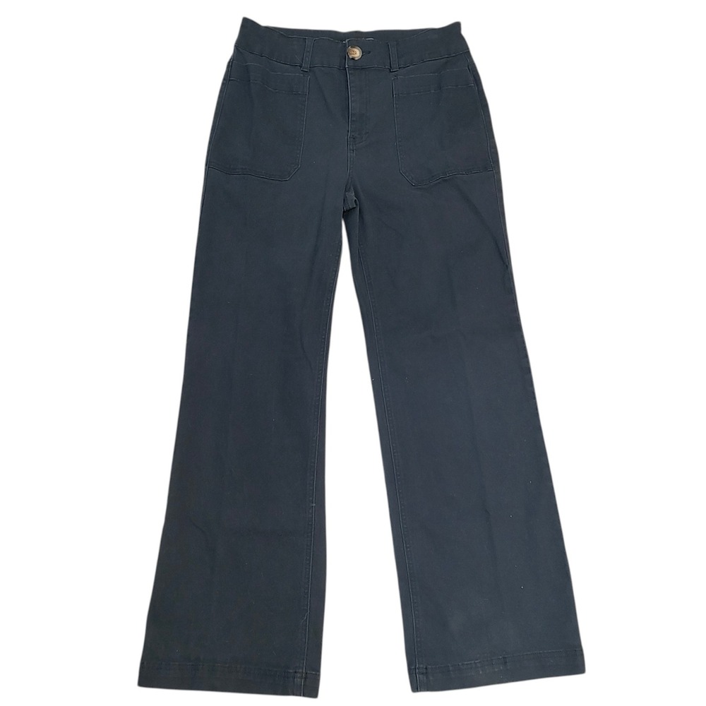 One 5 One Women's Straight Leg Pants Navy Blue Patch Pocket Size 12 Inseam‎ 31